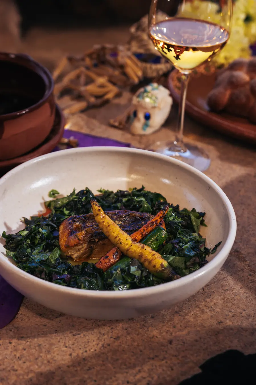 Local fish with pumpkin seed pipián