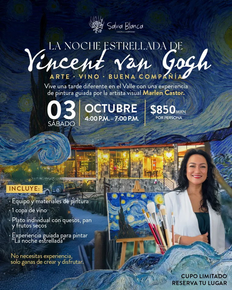 Van Gogh’s Starry Night at Salvia Blanca, Saturday, October 3